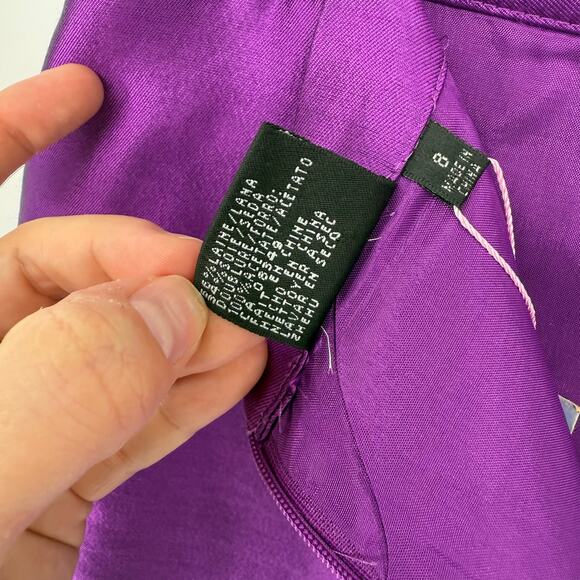 Vintage 1990s Anne Klein Purple Metallic Silk Blend Pencil Skirt, Size 8 - Picture 5 of 5